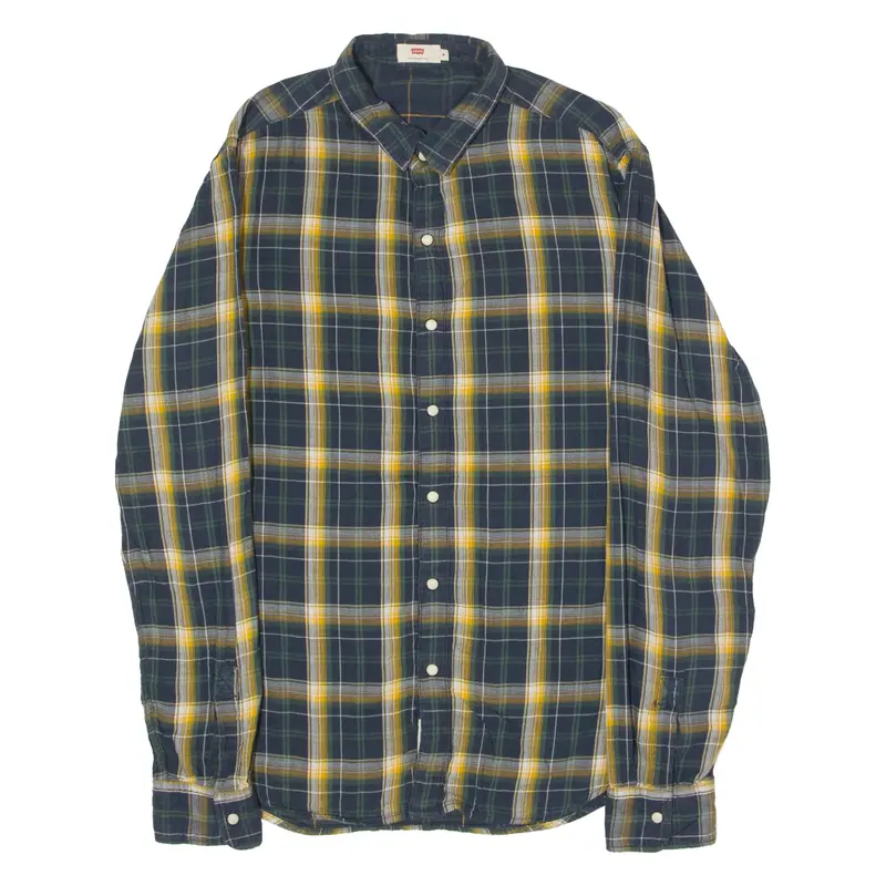 LEVI'S Mens Shirt Blue Plaid Long Sleeve M