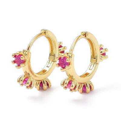 Brass Inlaid Cubic Zirconia Hoop Earrings