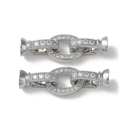 Rack Plating Brass Pave Clear Cubic Zirconia Fold Over Clasps