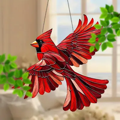 Cardinal Bird Design Hanging Ornament, 1 Count Creative Animal Design Hanging Decoration, Wall Decor for Home Living Room Bed...