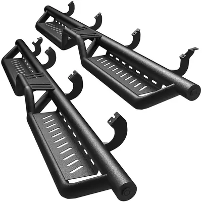 Running Boards & Side Steps Compatible with 2022-2025 Toyota Tundra CrewMax Cab, Black Powder Coated Nerf Bar, Two-Stair for ...
