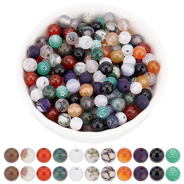 220Pcs 11 Styles Natural Gemstone Beads