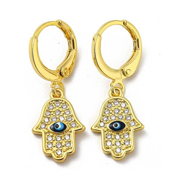 Real 18K Gold Plated Brass Dangle Leverback Earrings