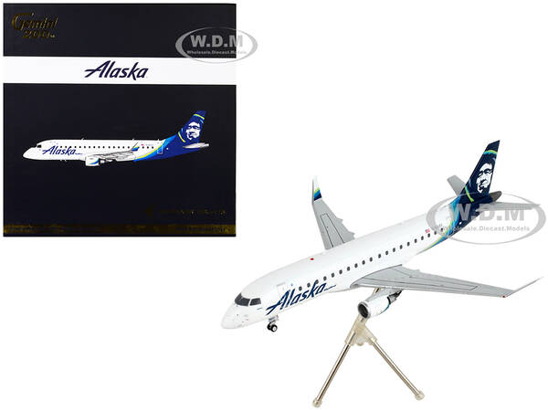 Embraer ERJ-175 Commercial Aircraft Alaska Airlines White with Blue Tail Gemini 200 Series 1/200 Diecast Model Airplane by Ge...