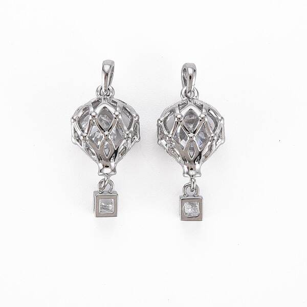 Brass Micro Pave Clear Cubic Zirconia Pendants