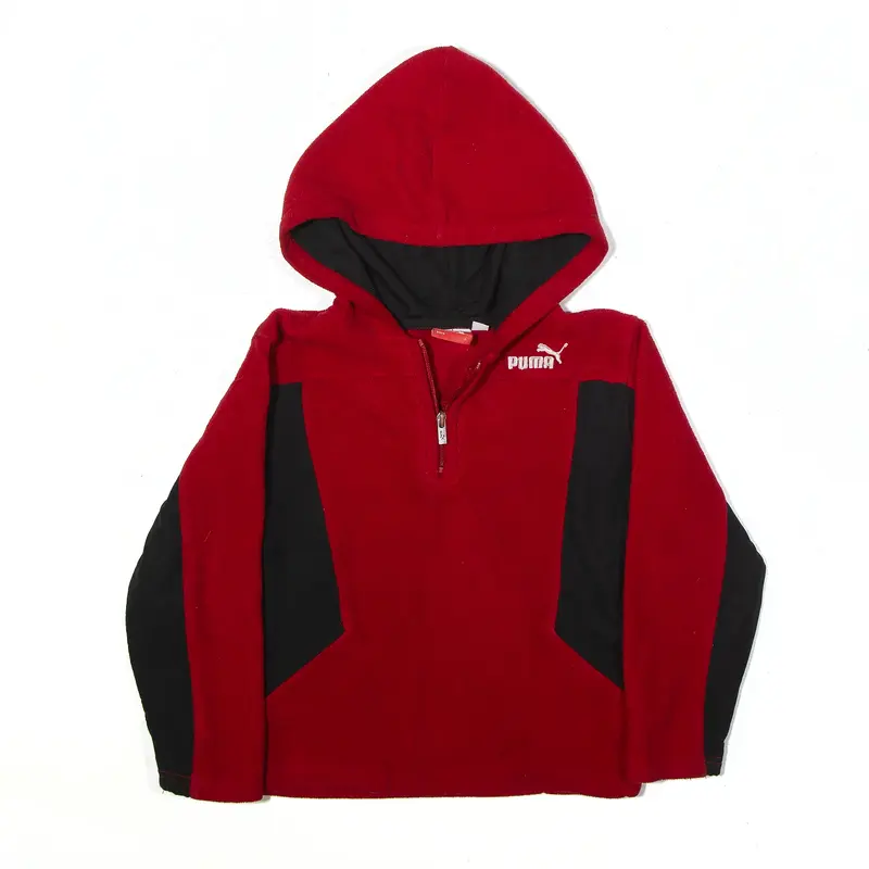 PUMA 1/2 Zip Fleece Hoodie Red Pullover Boys S