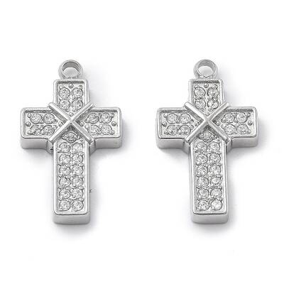 304 Stainless Steel Micro Pave Cubic Zirconia Pendants