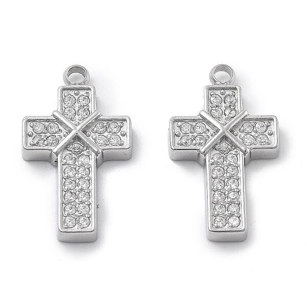 304 Stainless Steel Micro Pave Cubic Zirconia Pendants