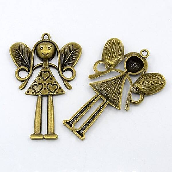 Tibetan Style Large Fairy Alloy Pendants