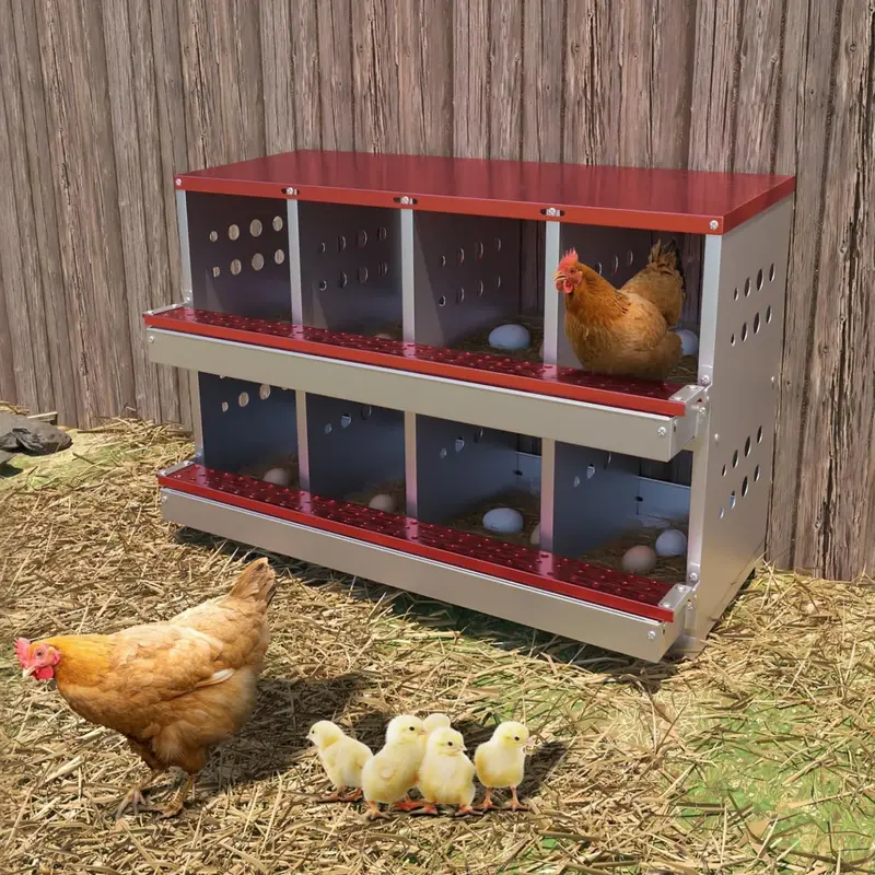 Garvee 8-Hole Chicken Nesting Box Metal Roll Away Automatic Egg Collection Galvanized Steel Rustproof Waterproof Ventilated W...