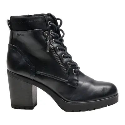 SPIRIT Block Heels Black Leather Womens UK 5