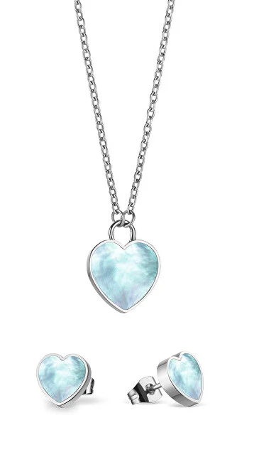 Bering Arctic Symphony 431-715 - Romantic jewelry set in silver steel (necklace, earrings)