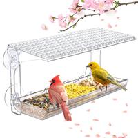 Window Bird Feeder for Outdoors, Clear Bird Feeders Window Mounted with Strong Suction Cups, Transparent Birds House Outside ...