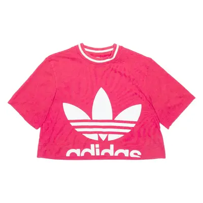 ADIDAS Cropped Womens T-Shirt Pink UK 10