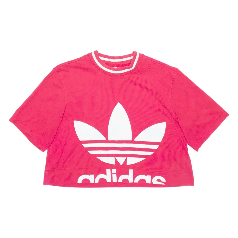 ADIDAS Cropped Womens T-Shirt Pink UK 10