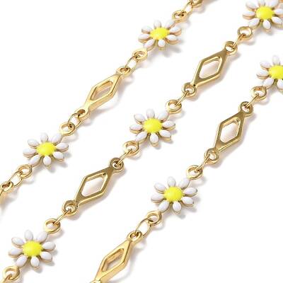Ion Plating(IP) Golden 304 Stainless Steel Flower & Rhombus Link Chains