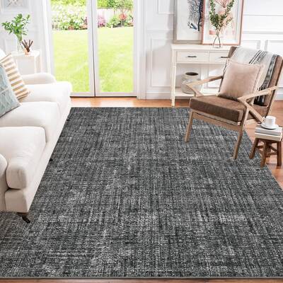 Garvee Large 9x12 Modern Solid Area Rug with Non-Slip Backing and Low Pile, 100% Polyester, Machine Washable, Non-Shedding, S...