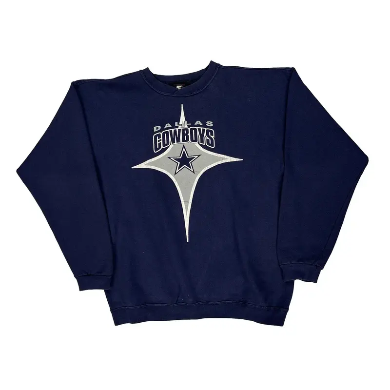Dallas Cowboys Starter Nfl Sweatshirt - Large Navy Cotton Blend