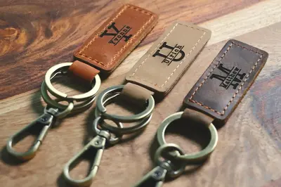 Personalized Leather Keychain. Custom Leather Keychain. Monogrammed Leather Key fob Leather Key Fob, Keychain, Monogrammed Ke...