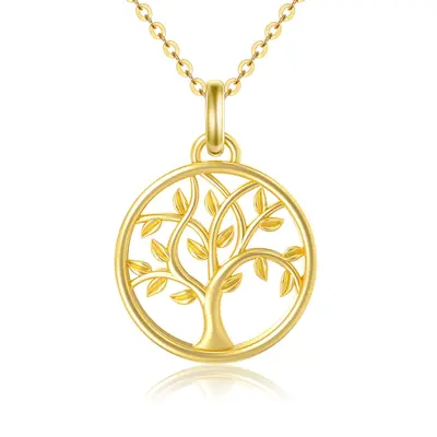 14K Gold Tree Of Life Pendant Necklace