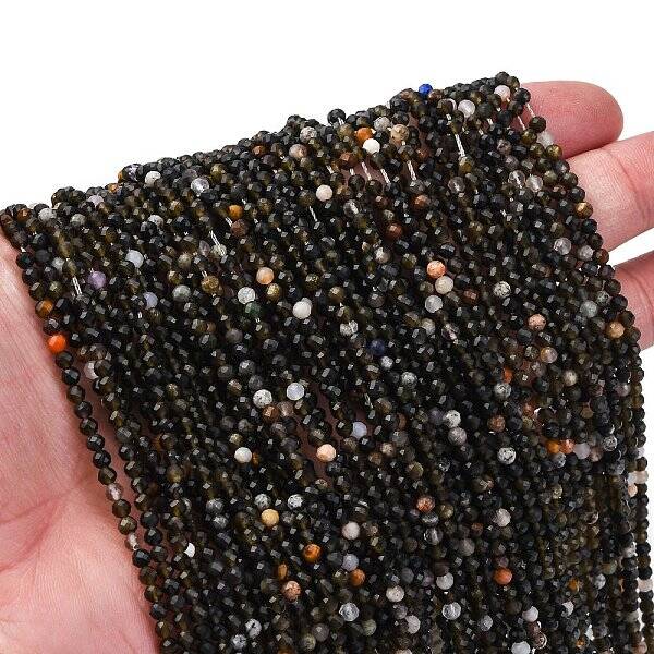 Natural Silver Sheen Obsidian Beads Strands