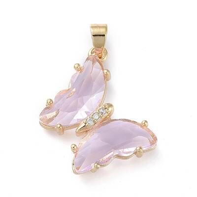 Brass Micro Pave Clear Cubic Zirconia Pendants