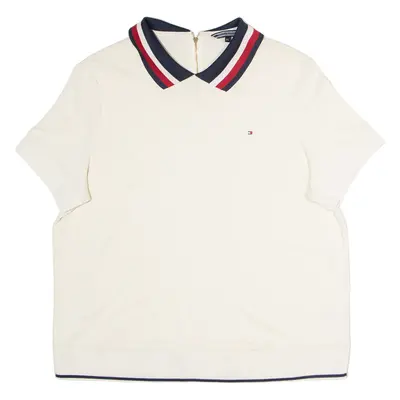 TOMMY HILFIGER Womens Polo Shirt Cream 2XL