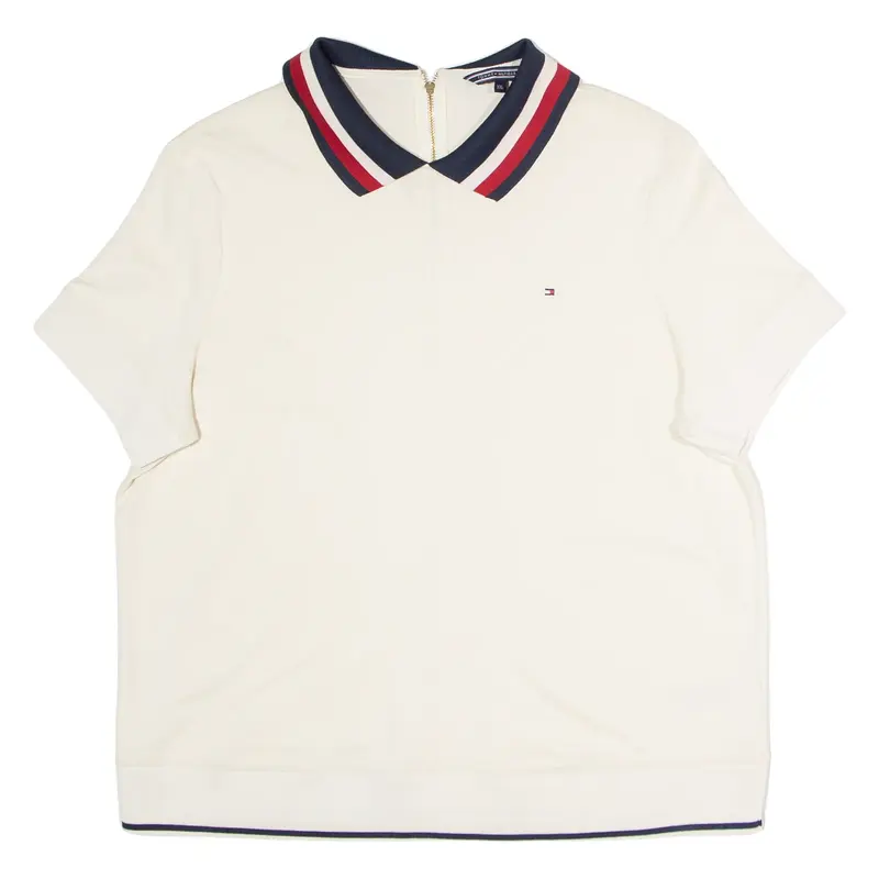 TOMMY HILFIGER Womens Polo Shirt Cream 2XL