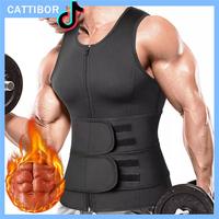 CATTIBOR Men's Zipper Sauna Sweat Vest Men Waist Trainer Sports Tanks Top For Running GYM Workout Excecise Sportswear Body Sh...