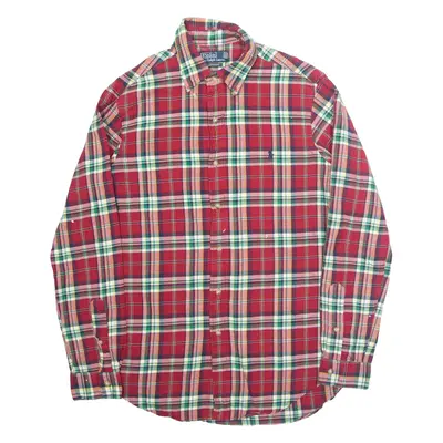 POLO RALPH LAUREN Mens Shirt Red Check Long Sleeve M