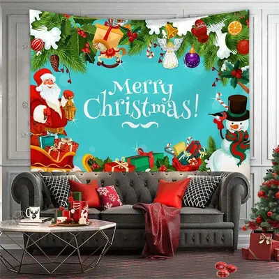 Merry Christmas Theme Room Decoration Wall Tapestry - Aperturee
