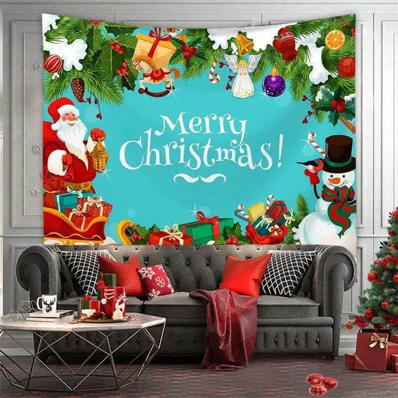 Merry Christmas Theme Room Decoration Wall Tapestry - Aperturee