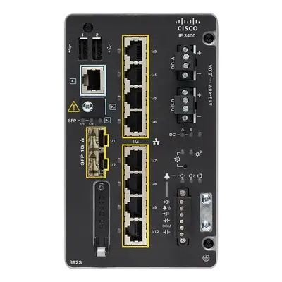 Cisco IE-3400-8T2S-A-RF | Industrial Ethernet 3400 Rugged Series 8 x Ports 10/100Base-T + 2 x SFP Ports 1000Base-X Layer 2 Ma...