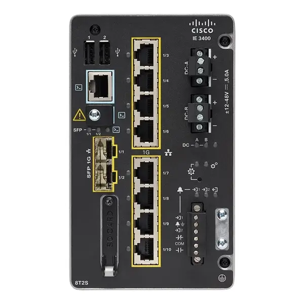 Cisco IE-3400-8T2S-A-RF | Industrial Ethernet 3400 Rugged Series 8 x Ports 10/100Base-T + 2 x SFP Ports 1000Base-X Layer 2 Ma...