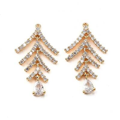 Brass Micro Pave Cubic Zirconia Pendants