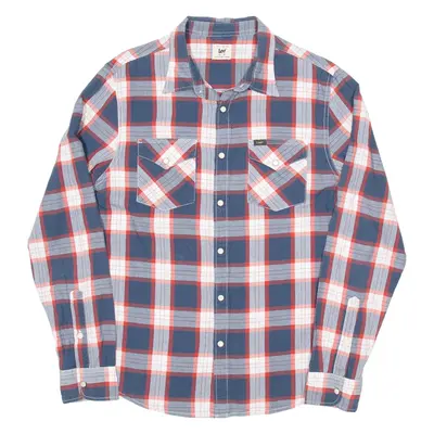 LEE Mens Shirt Blue Check Long Sleeve M