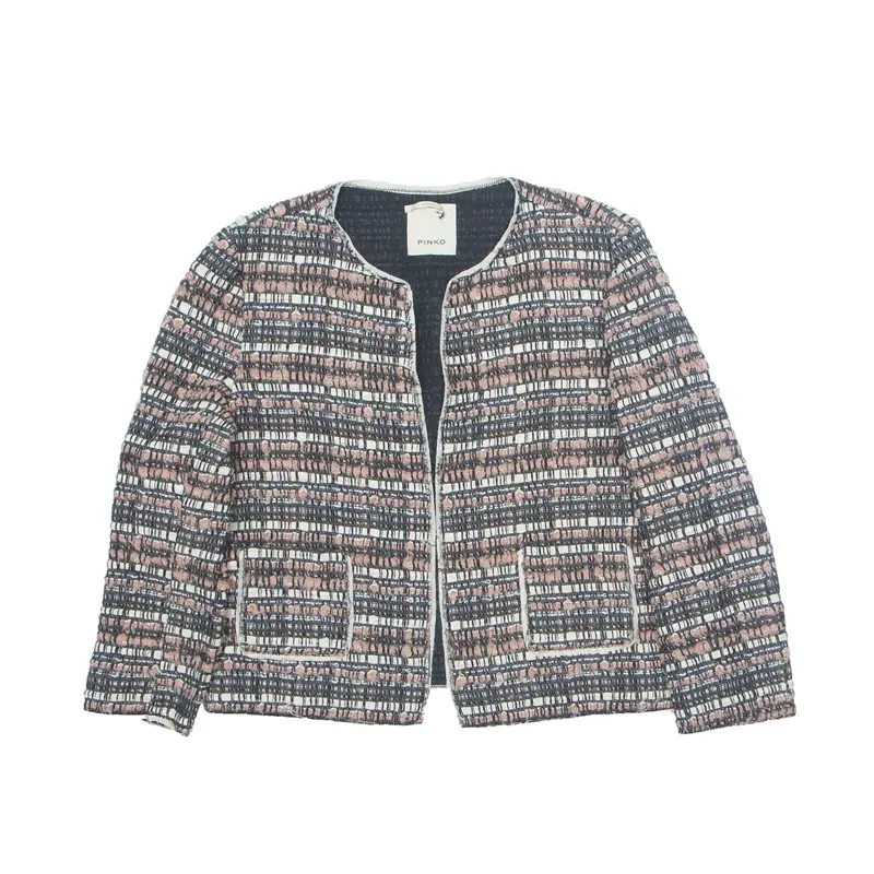 PINKO Blazer Jacket Pink Wool Striped Womens UK 10