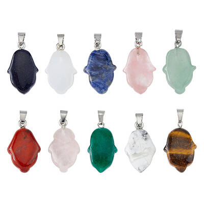 10Pcs 10 Styles Mixed Gemstone Pendants