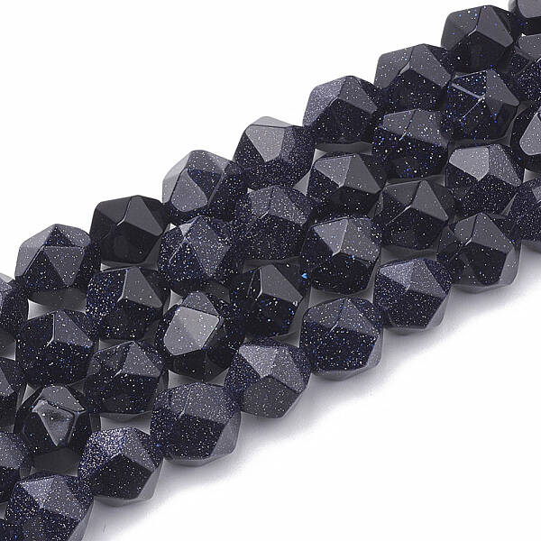 Synthetic Blue Goldstone Beads Strands