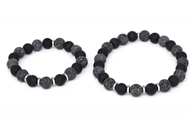 Agato Mineral bracelet for father and son MINK58/SET (onyx, lava stone)