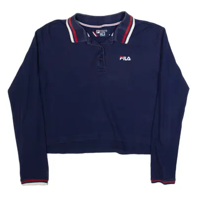 FILA Womens Polo Shirt Blue Long Sleeve M