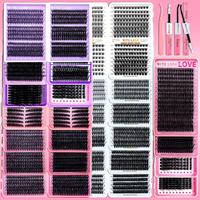 Individual Cluster Lashes Kit, 1 Set Mixed Length Natural False Eyelashes with Tools, Eye Makeup Enhancement False Eyelashes ...