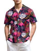 Busch Apple Hawaiian Shirt for Men, Button Down Summer Beach Short Sleeve, Hawaiian Shirt Casual Tropical Menswear Top