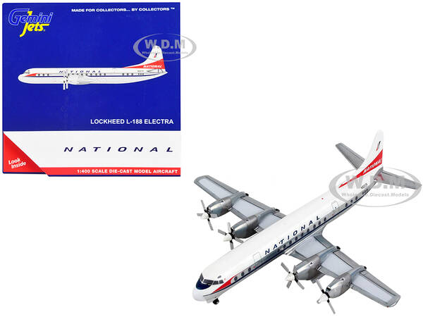 Lockheed L-188 Electra Commercial Aircraft National Airlines White with Red Tail 1/400 Diecast Model Airplane by GeminiJets
