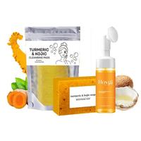 Turmeric Wash and Care Three Piece SetTurmeric Tablets, Turmeric Cleansing Mousse,Turmeric Soap Facial Cleansing Skincare Fac...