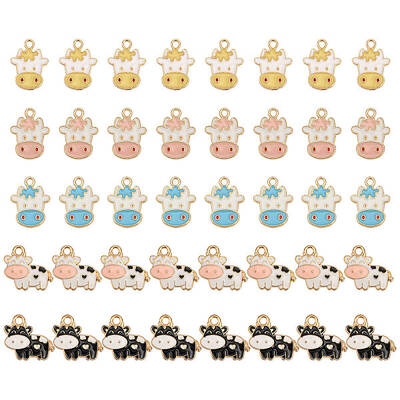 40Pcs 5 Style Alloy Enamel Pendants