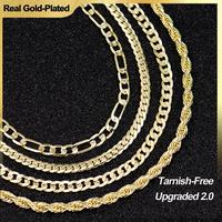 Holylegend 14K Real Gold-Plated Rope,Miami, Figaro,Cuban Necklace Chain 24 Inches Long,Tarnish-Free, 8mm/10mm Width, Secure C...