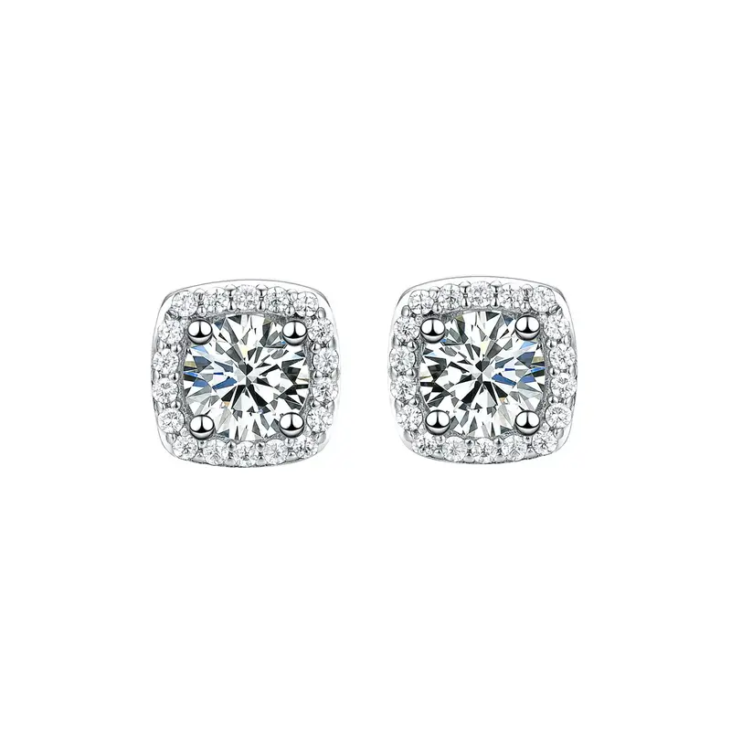 Classic 0.5CT Cubic Zirconia Earrings S925 Sterling Silver Stud Earrings