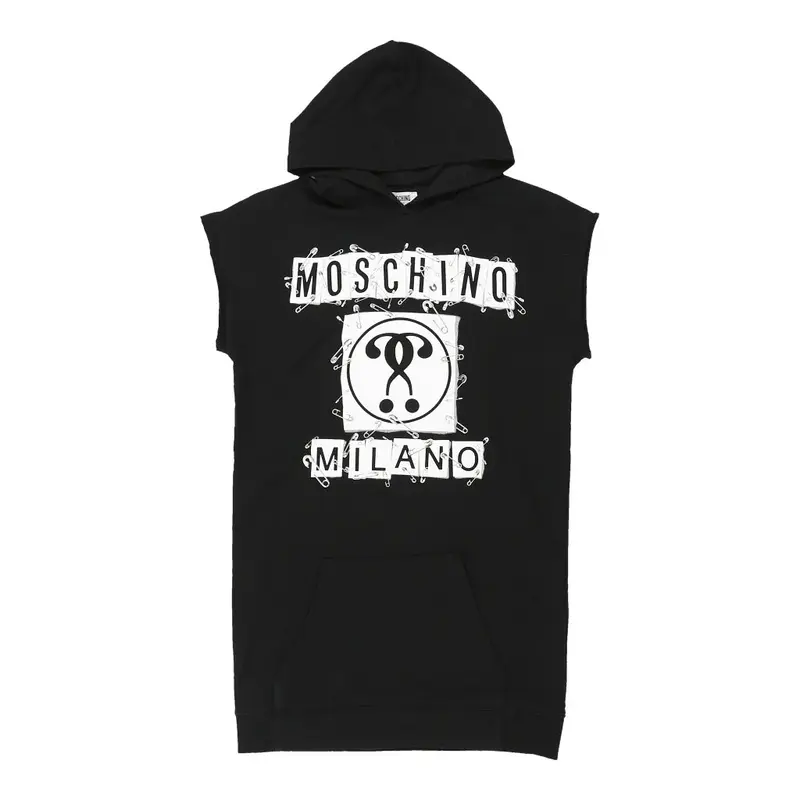 12 Years Moschino Spellout Sweatshirt Dress - Medium Black Cotton | Size: medium