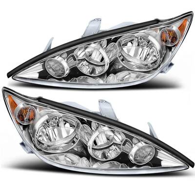 YITAMOTOR® 2005-2006 Toyota Camry LE XLE Chrome Headlights Assembly with Amber Reflector(Driver and Passenger Side)